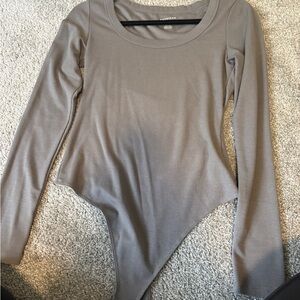 American Eagle Outfitters Gray Asymmetrical Bodysuit